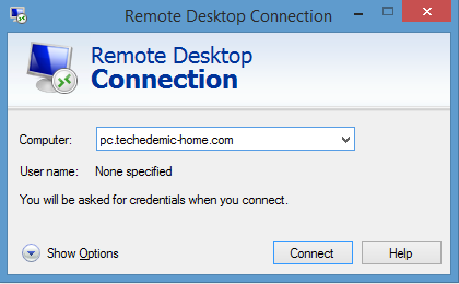 Connect via the normal windows remote desktop client